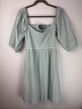 arula green dress Arula Dress A XL Sage Green Bubble Puff Sleeve Smocked Waist Cottagecore Fairy
